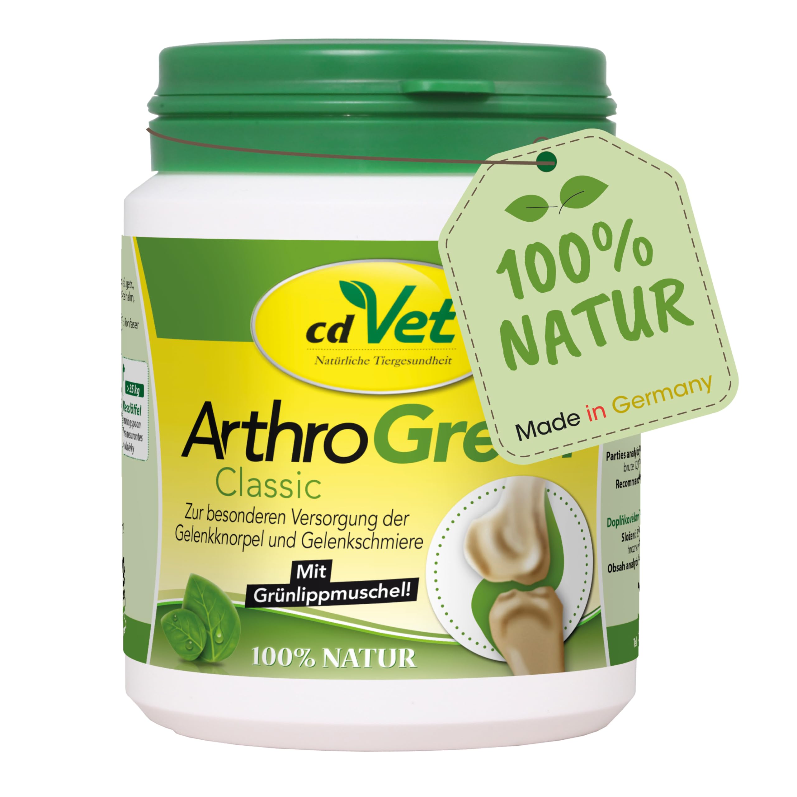cdVet ArthroGreen Classic 70g - Nahrungsergänzung zur Unterstützung der Gelenke für Hund und für Katze durch Vitamine und Mineralien