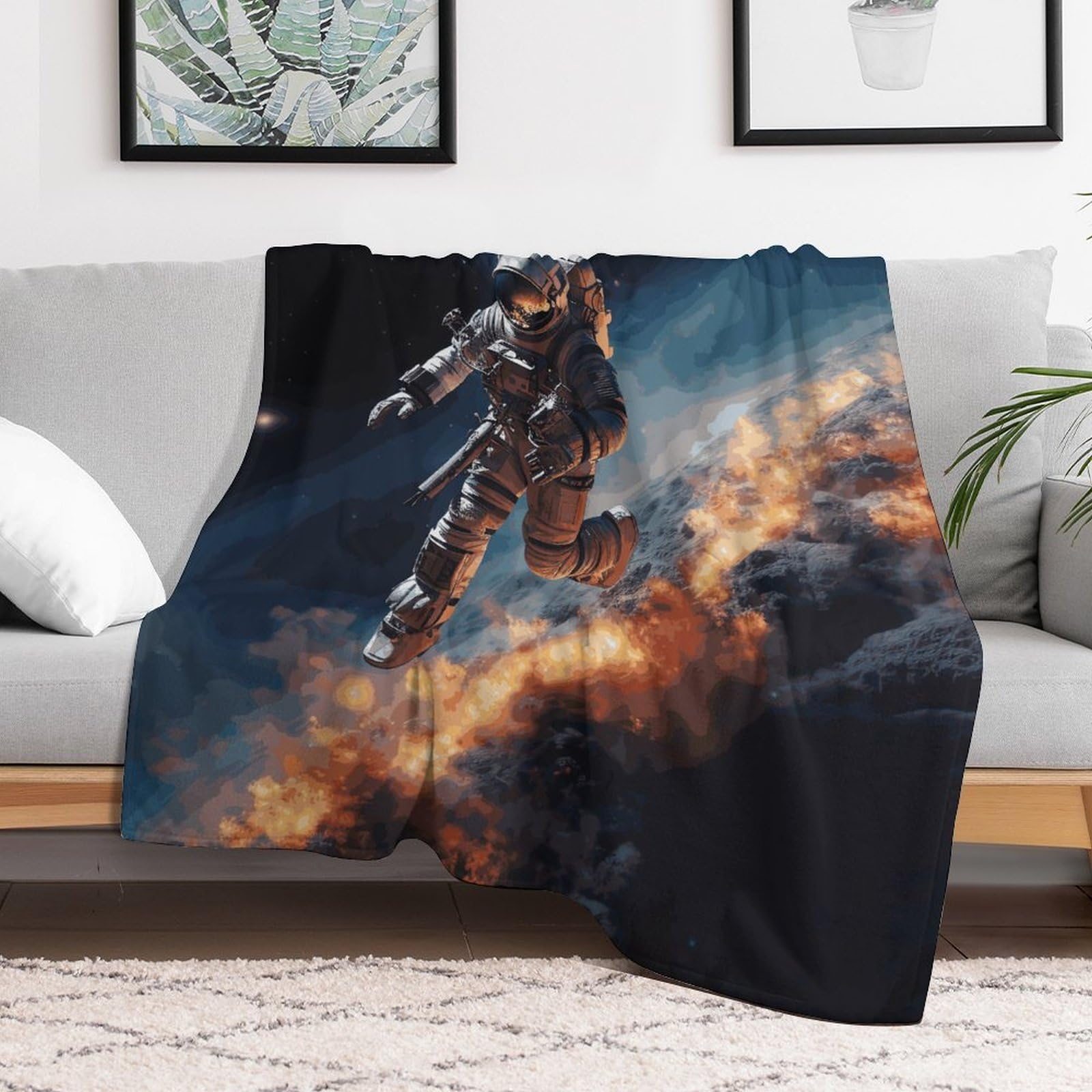 Plaid astronaute espace de 127x152cm, l'idée cadeau d'anniversaire parfaite