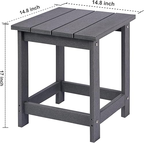 Miniatura 189 de LZRS Mesa auxiliar para exteriores, mesa auxiliar ovalada Adirondack doble con almacenamiento de 2 niveles, mesas auxiliares de HDPE para patio