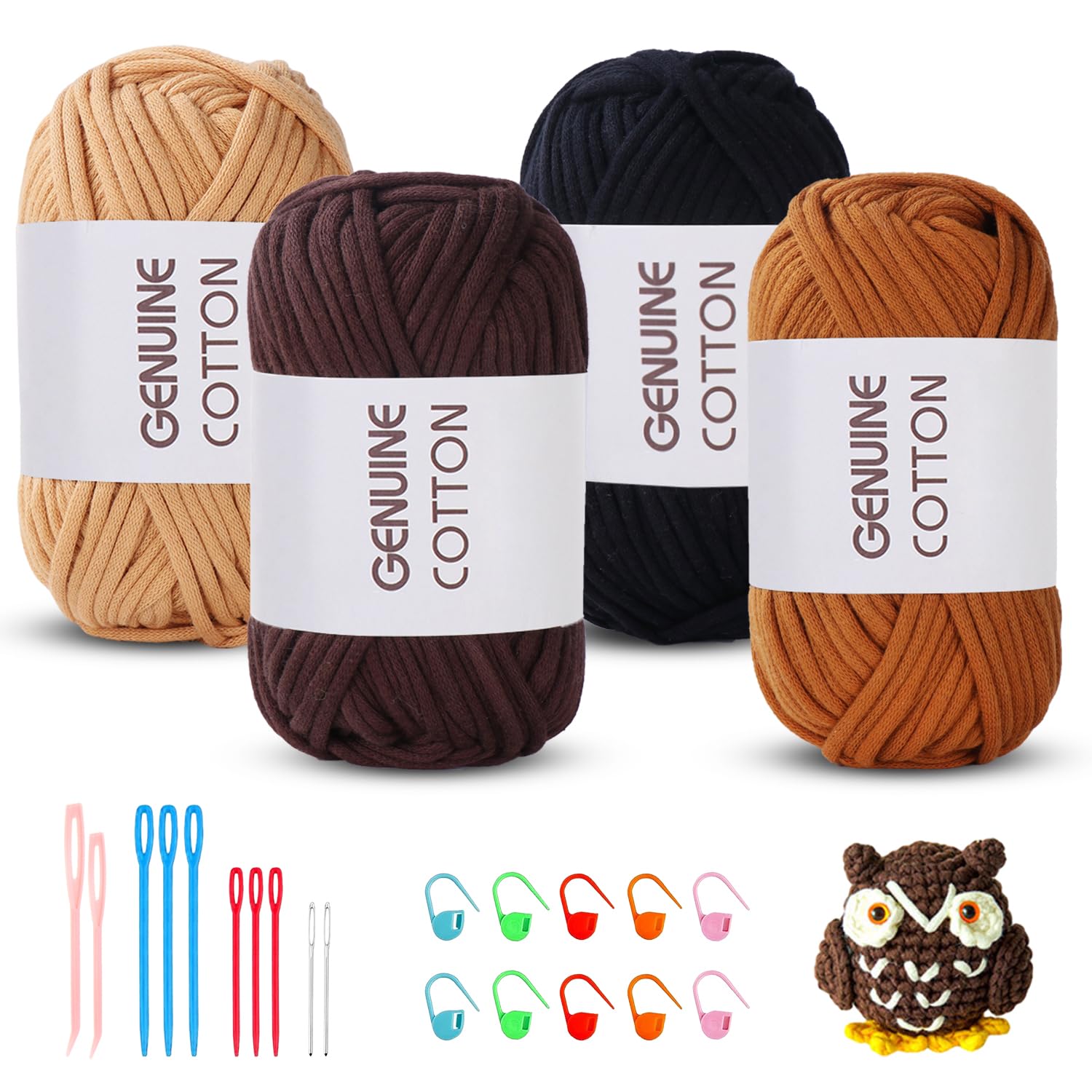Maxee 5X50g Dickes Garn Baumwolle zum Häkeln, Chunky Häkelgarn für Anfänger, Kein Geteiltes Häkeln Amigurumi Wolle, Klobiges Baumwollgarn Einfaches Strickgarn zum Häkeln Stricke