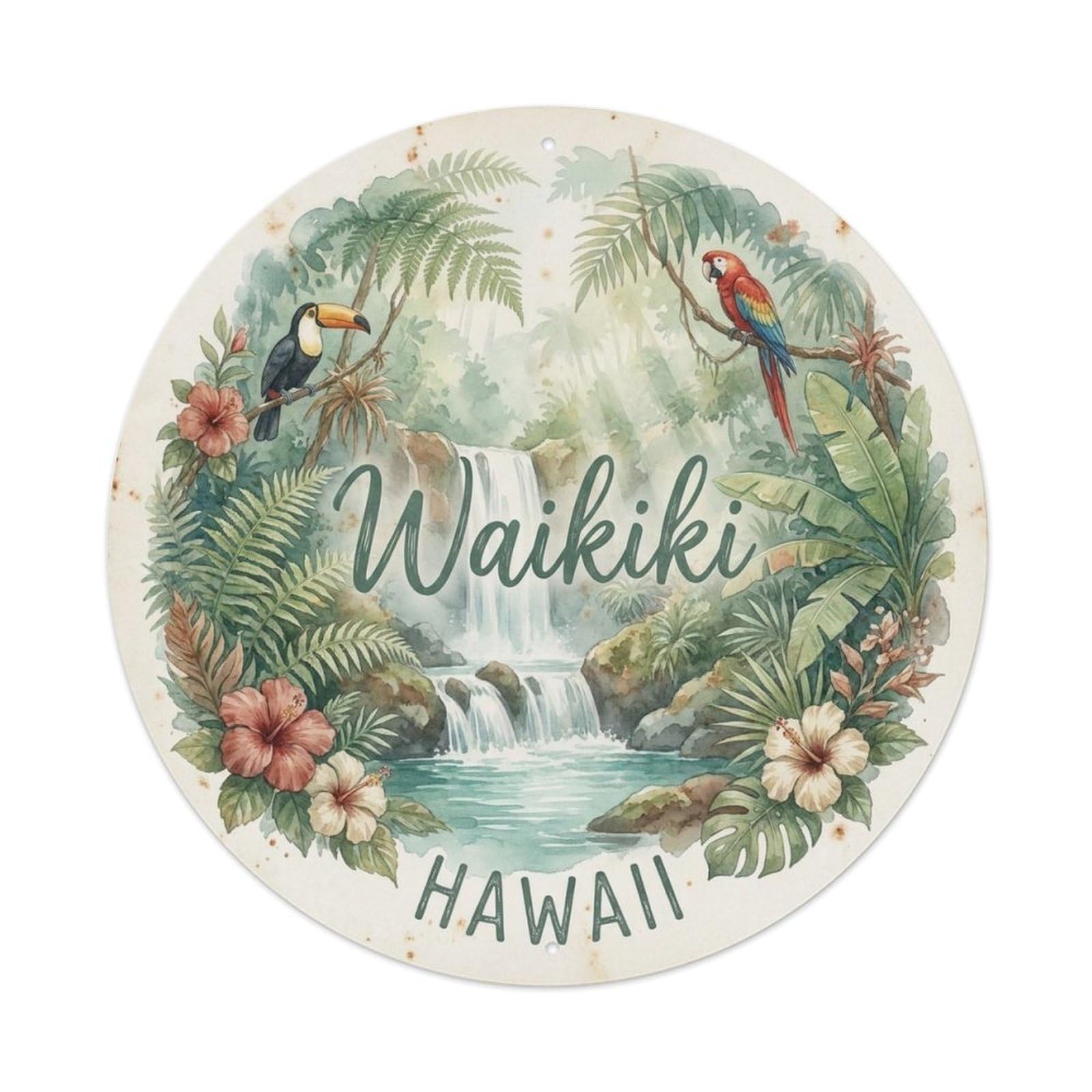 Waikiki Hawaii Travel Surf Coast Beach Destination Metal Tin Sign