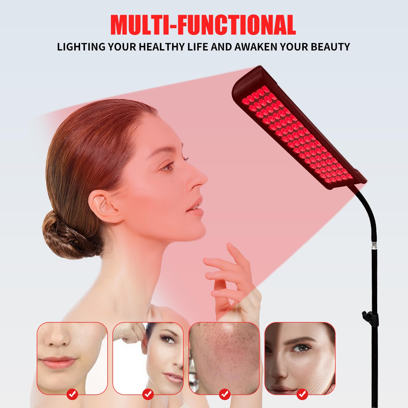 Lampada a luce rossa per corpo, lampade a luce infrarossa con supporto, 660 nm rosso e 850 nm vicino all'infrarosso dispositivo a luce rossa per tutto il corpo