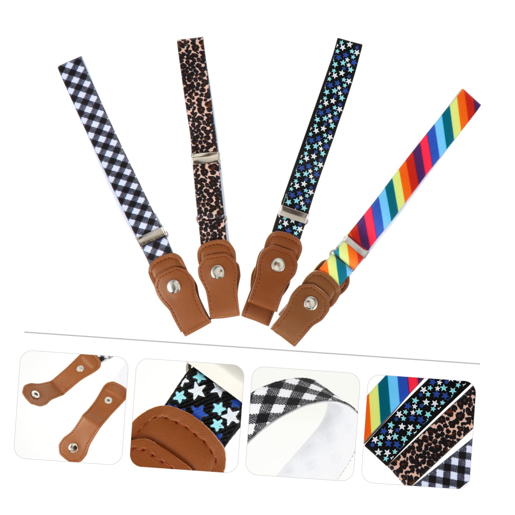 LIFKOME 12piezas Cinturones Elásticos Ajustables Para Niño De Estampados Coloridos Cinturones De Moda Para Ropa Infantil Para Pantalones y Jeans