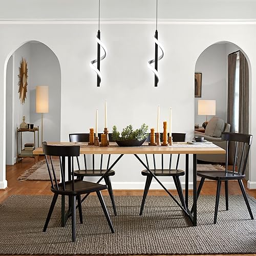 Miniatura 2 de CANEOE Lámpara colgante LED creativa, 5500 K en espiral moderna LED moderna lámpara de isla de cocina, iluminación colgante de altura ajustable de
