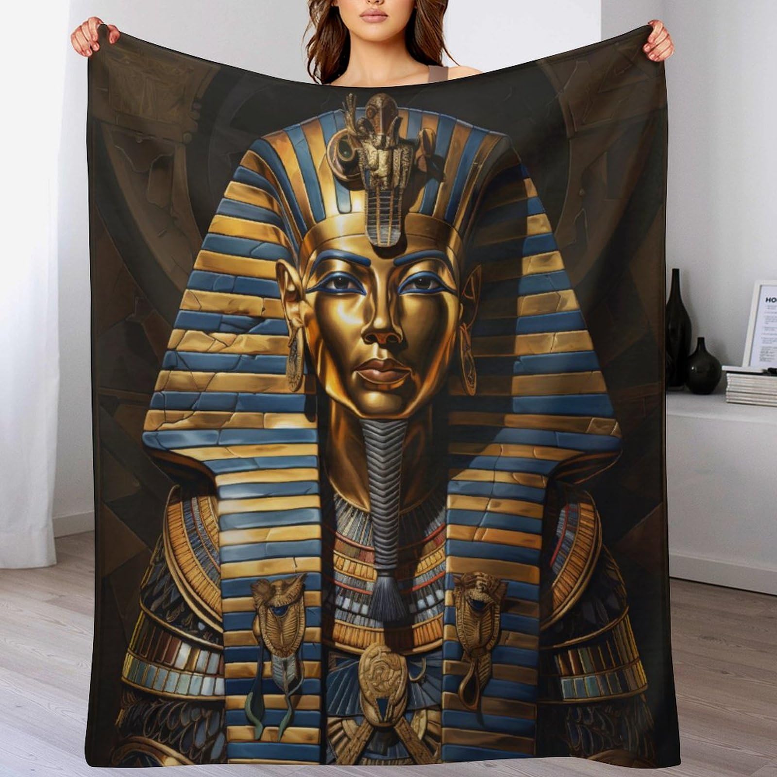 Egyptian Mythology Blanket, Machine Washable Flannel Plush Throw Blankets for Bed Couch Sofa Chair, for Kids Boys Girls, （130×180cm）