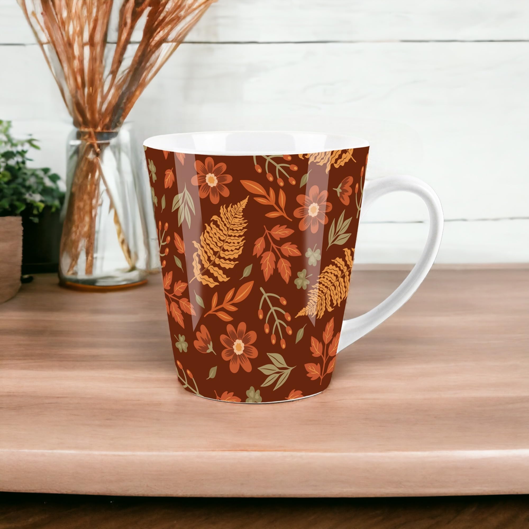 Purely Home Autumn Leaves Small Latte Mug - Ceramic Brown Cup Autumnal Leaf Tea/Coffee Present Gift, 1 Mug - Image 3