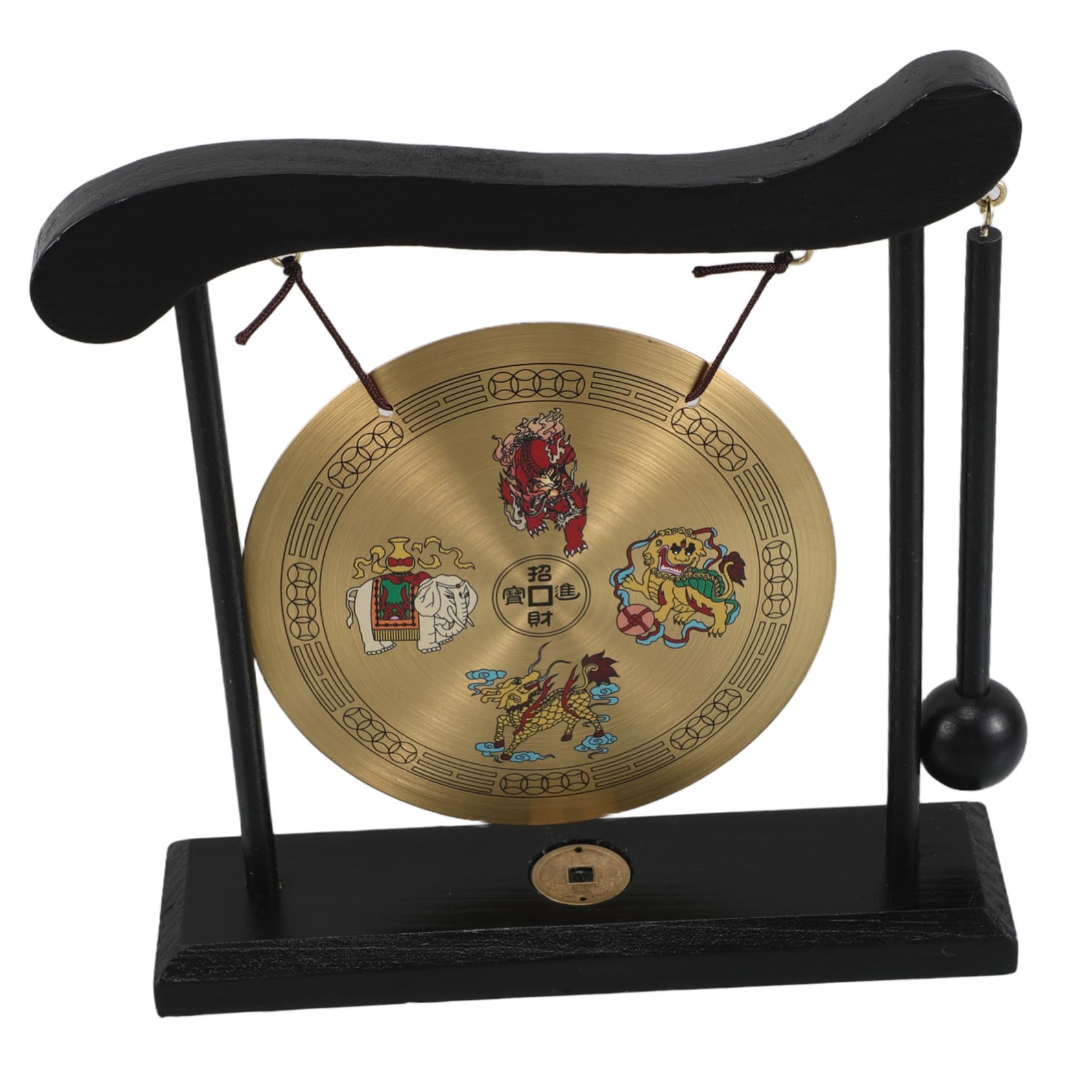 Gong de Latón Feng Shui Vajra 1 Juego Dorado para Escritorio Oficina