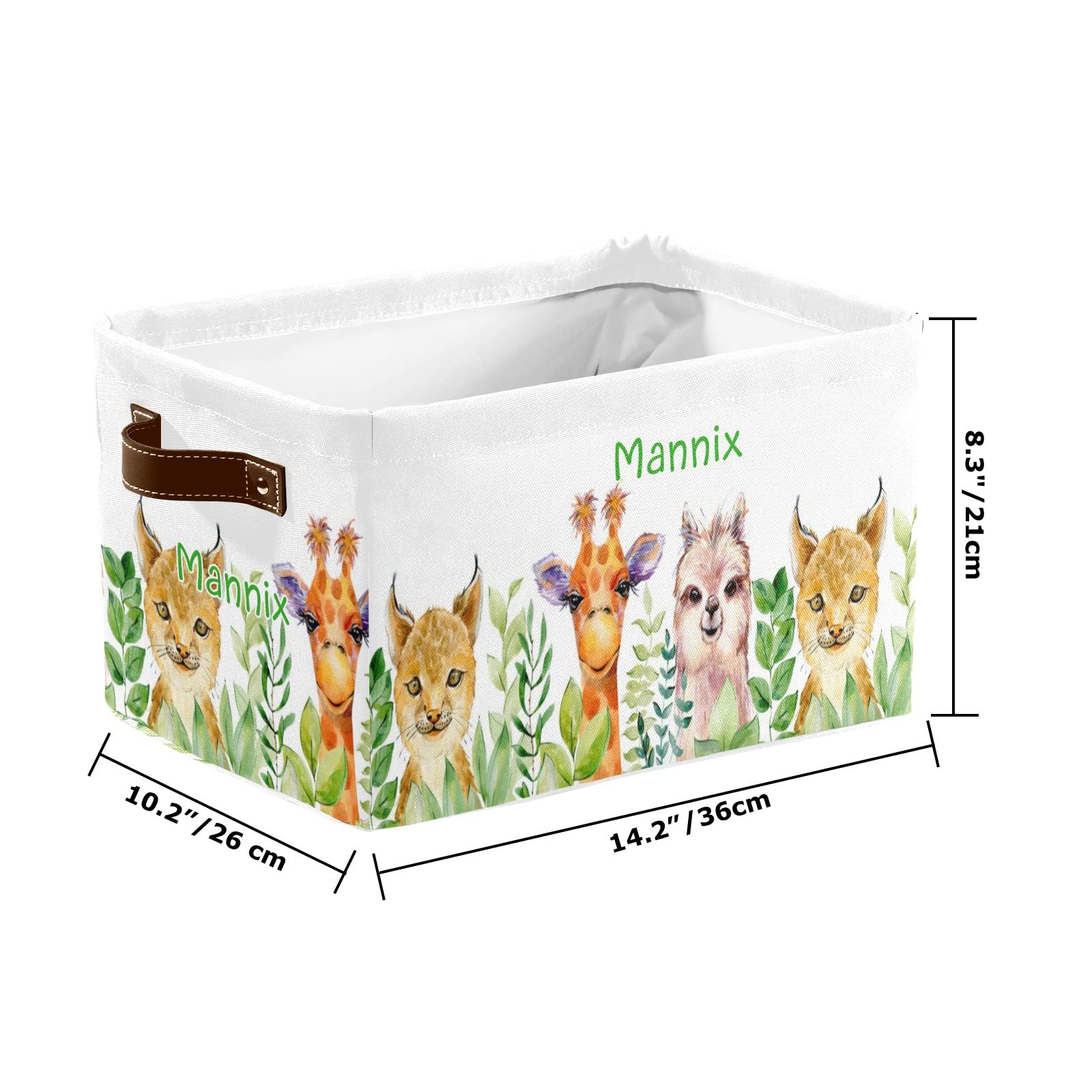 Jungle Safari Storage Bin - Floral Animal Print Organizer With Handles For Toys & Clothes