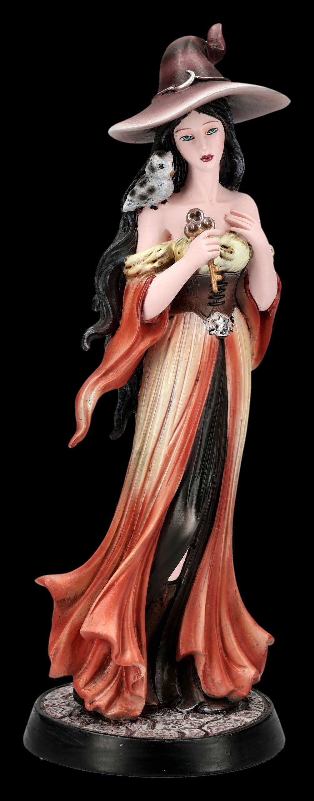 Figuren Shop GmbH Figura de bruja – Calidra, guardián de la llave, decoración de fantasía pintada a mano (21 cm), colección Tales of Aurelion, idea de regalo para protección y sabiduría