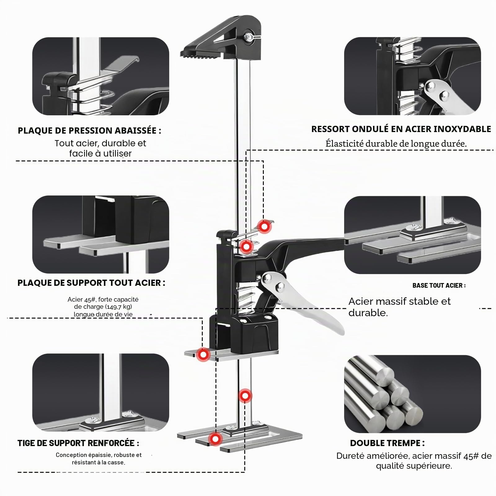 Lot de 2 Élévateurs à Bras pour Charges Lourdes (150 kg max) - Double Fonction Levage Lent/Rapide - Réglable en Hauteur pour Plaques de Plâtre, Céramique et Meubles - Outil de Manutention Pratique