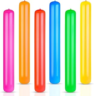 6 Pcs Pool Inflatable Sticks 41.3 Inch Blow up Pool Noodles Colorful PVC Swimming Noodles Outdoor Water Games Toy Pool Noodles Floats for Adults Summer Beach Party, 6 Colors