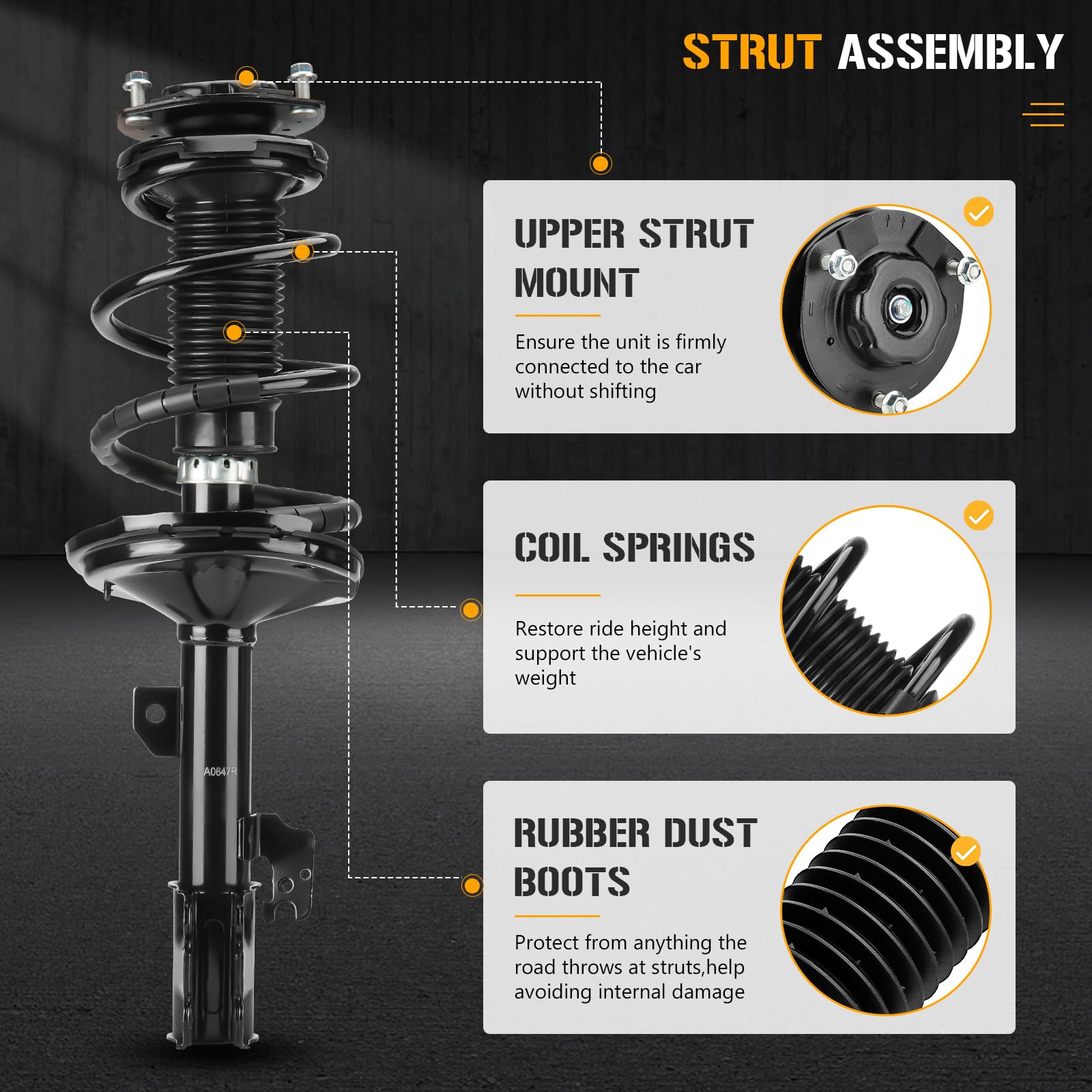 Amazon.com: Front Complete Strut Shock Absorber Coil Spring  