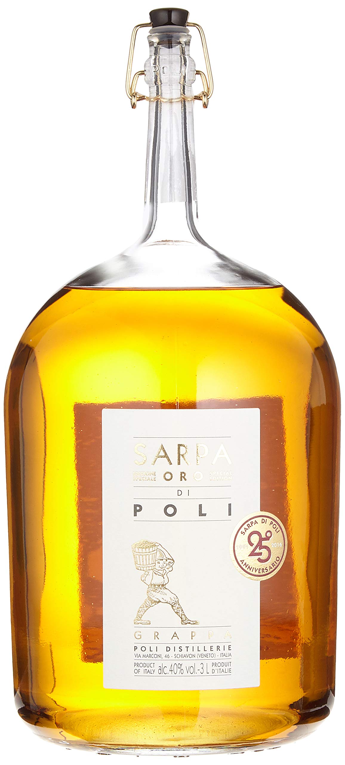 Poli Sarpa Oro di Grappa mit Geschenkverpackung (1 x 3 l)