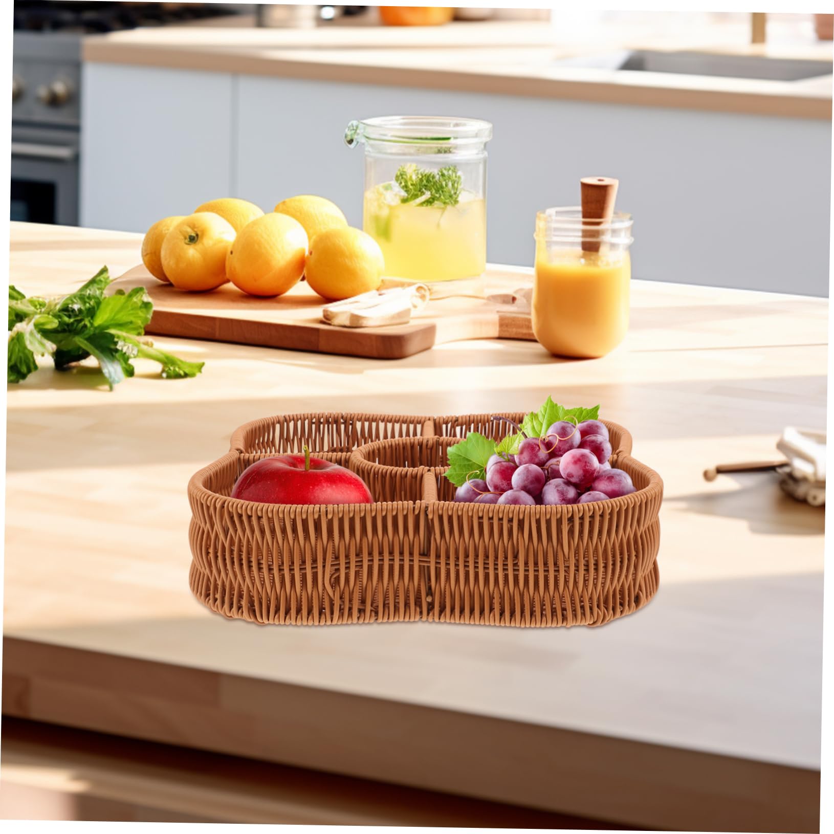 Cabilock Cesta Tejida de Plástico para Frutas Separadores, Estilo Rústico | Uso Doméstico en Salón y Mesa Auxiliar, Solución de Almacenaje Multifunción, para Alimento y Decoración