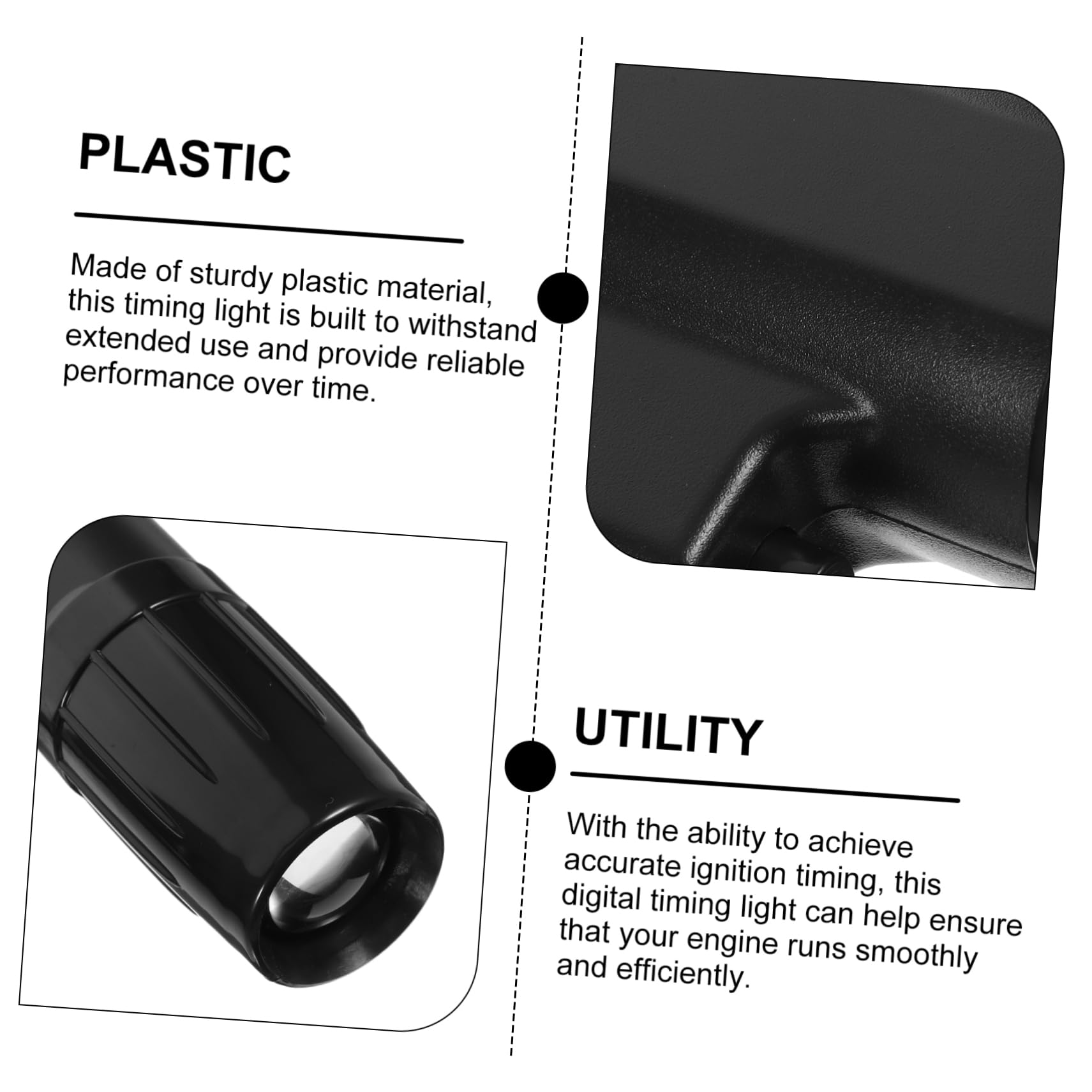 Luz de Sincronización Automotriz para Motor de Coche y Moto | Negro, Plástico, Reparación y Mantenimiento, Rendimiento Fiable, Precisión de Encendido
