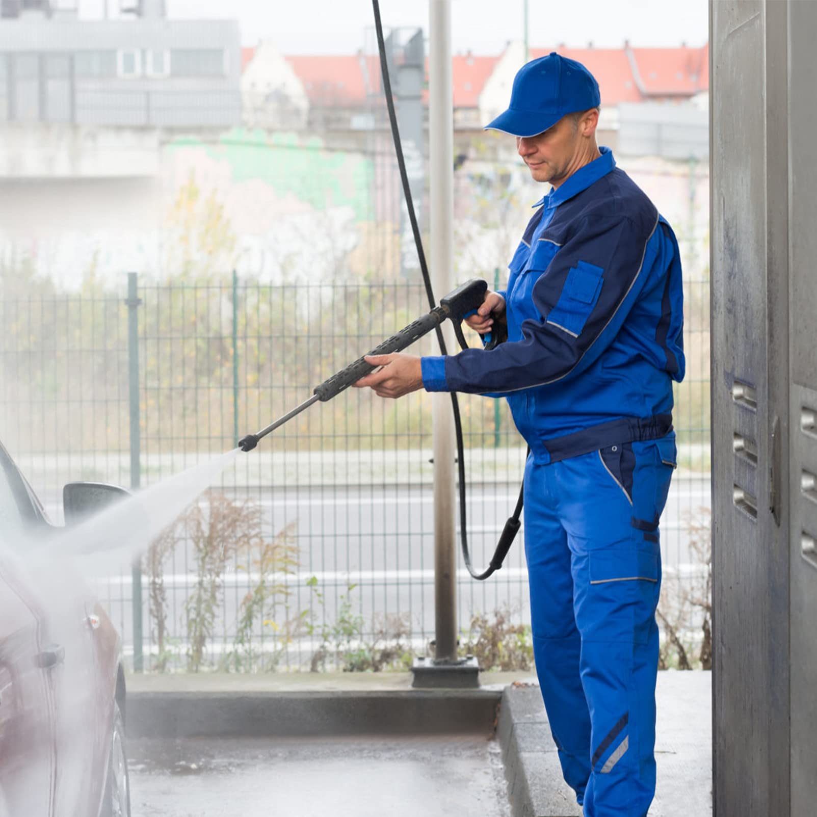 IWOWHERO Pvc Washer Hose for Pressure Washer 8m Long Heavy Duty Explosion-proof Garden Hose Nozzles