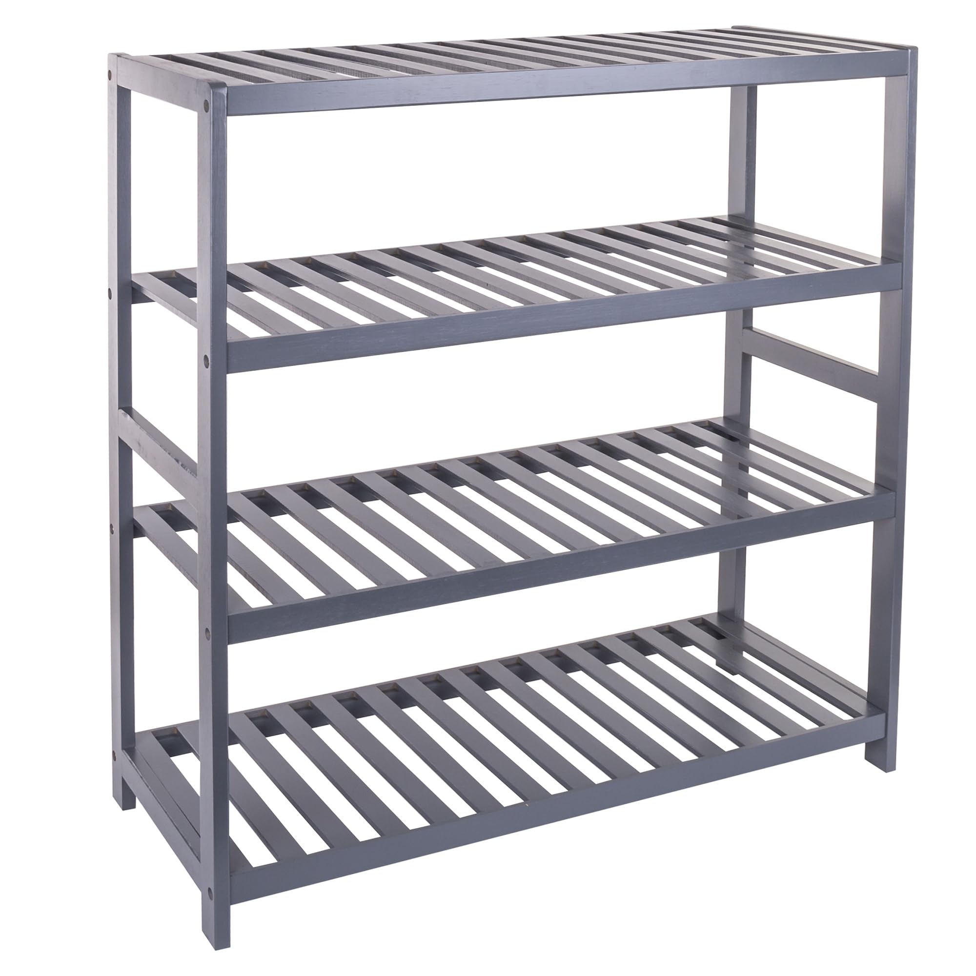 Vencier Bamboo Shoe Rack Natural – Easy Assembly & Strong Design Stand Shelf Organizer Ideal for Corridor, Bedroom, Bathroom, Hallway & Small Spaces, Large Capacity (Grey, 4 Tier)
