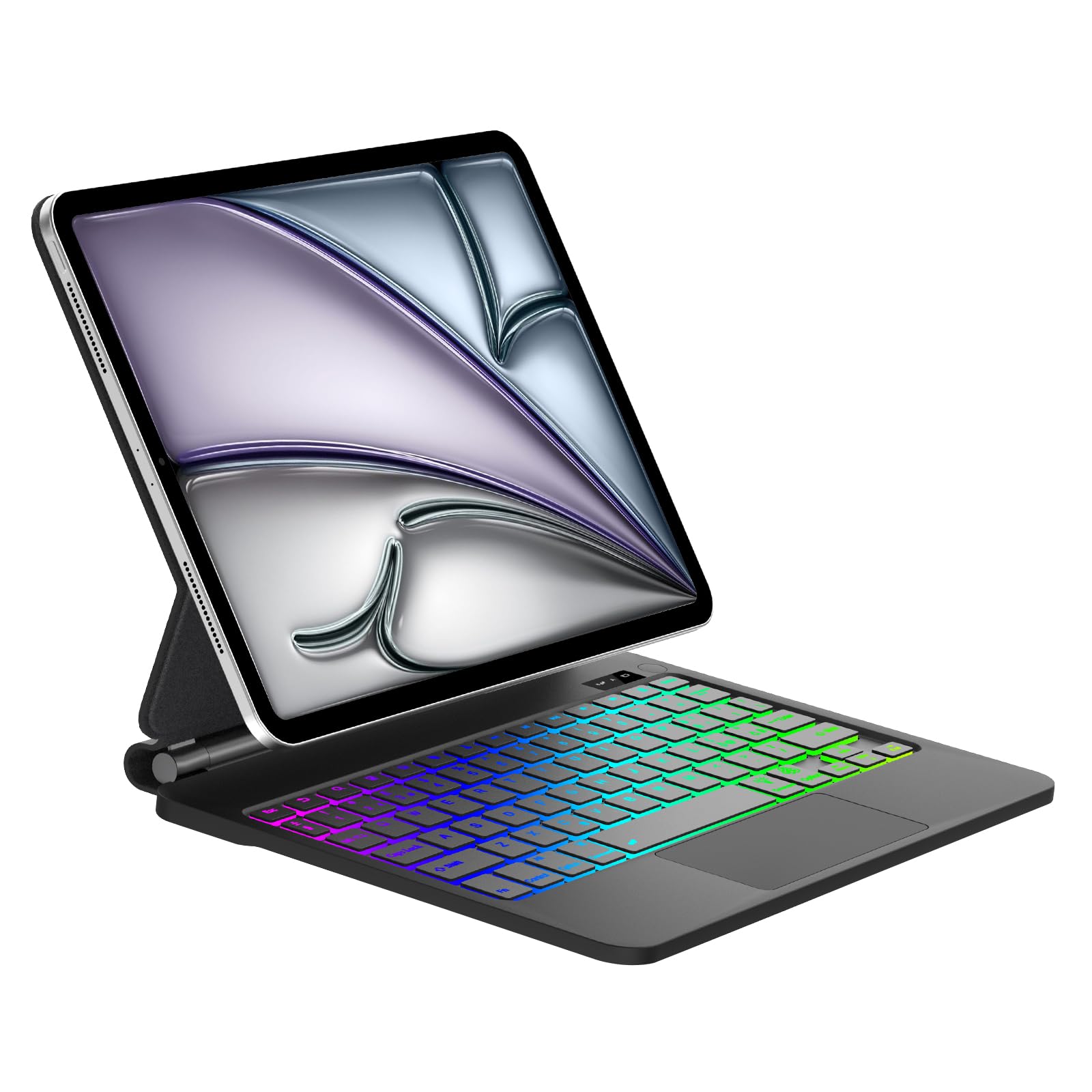 Per iPad Air 11/ 5ª/4ª generazione e iPad Pro 11 Magnetico Magic Keyboard | Retroilluminazione a 7 Colori Cover Tastiera Wireless Portatile con Supporto Flottante e Trackpad per Ufficio/Studio, Nero
