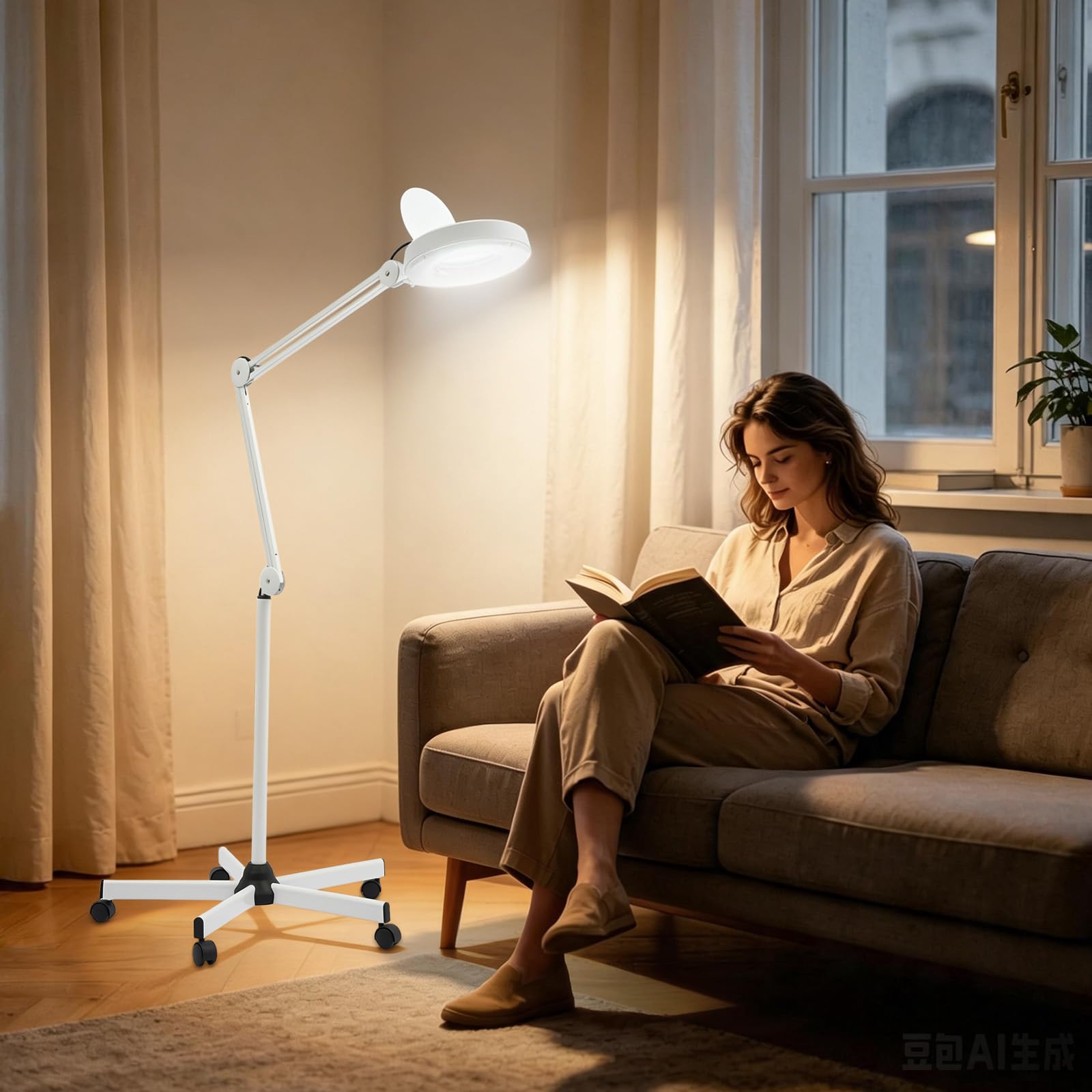 Lupenlampe, 5-fache Vergrößerung, 24 W, 120 LEDs, weiß, schwenkbarer Arm