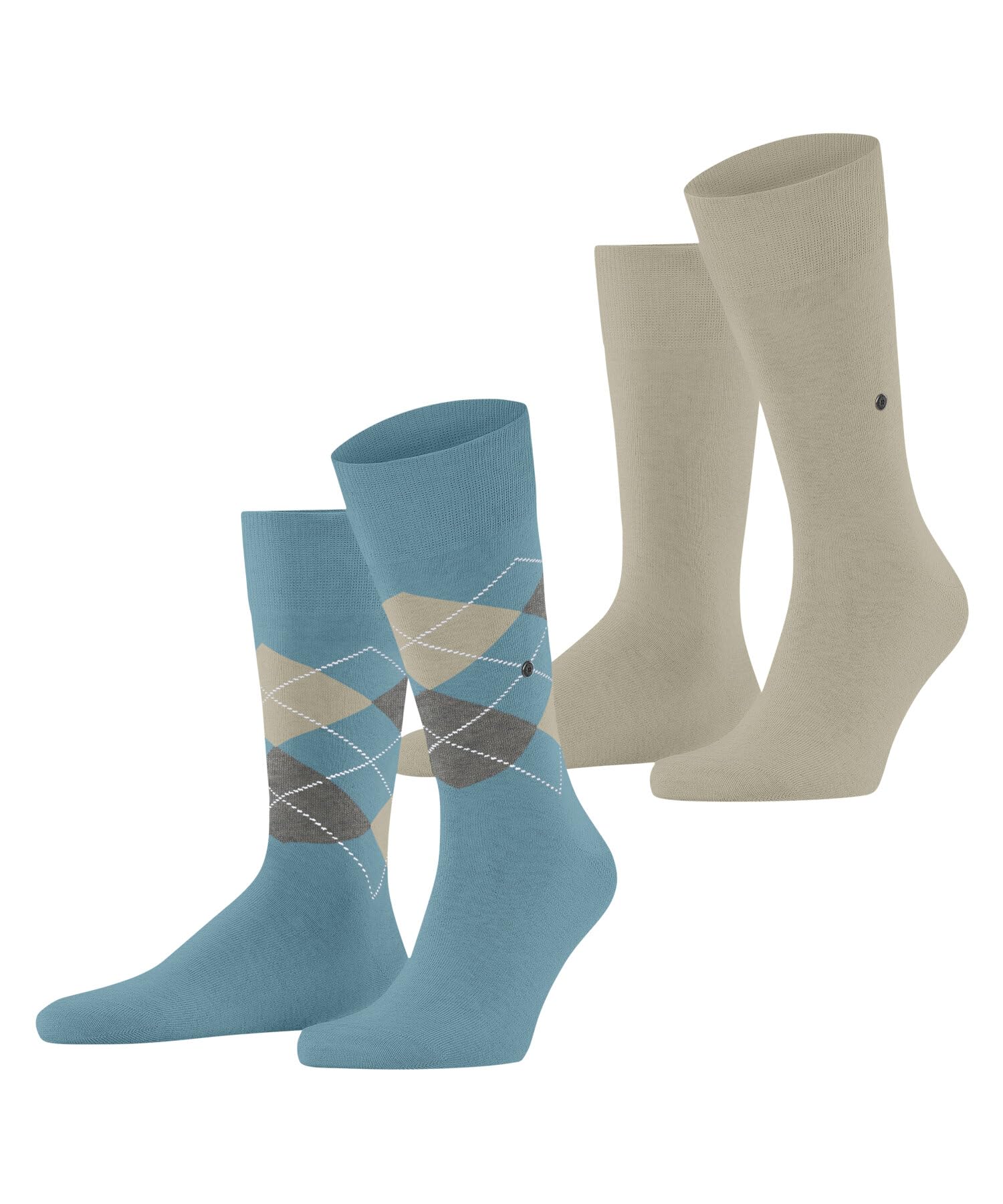 Burlington Men's Blue Key Largo 6852 Everyday Argyle Mix Multipack M So Cotton Patterned Socks 2 Pairs, 6.5-11