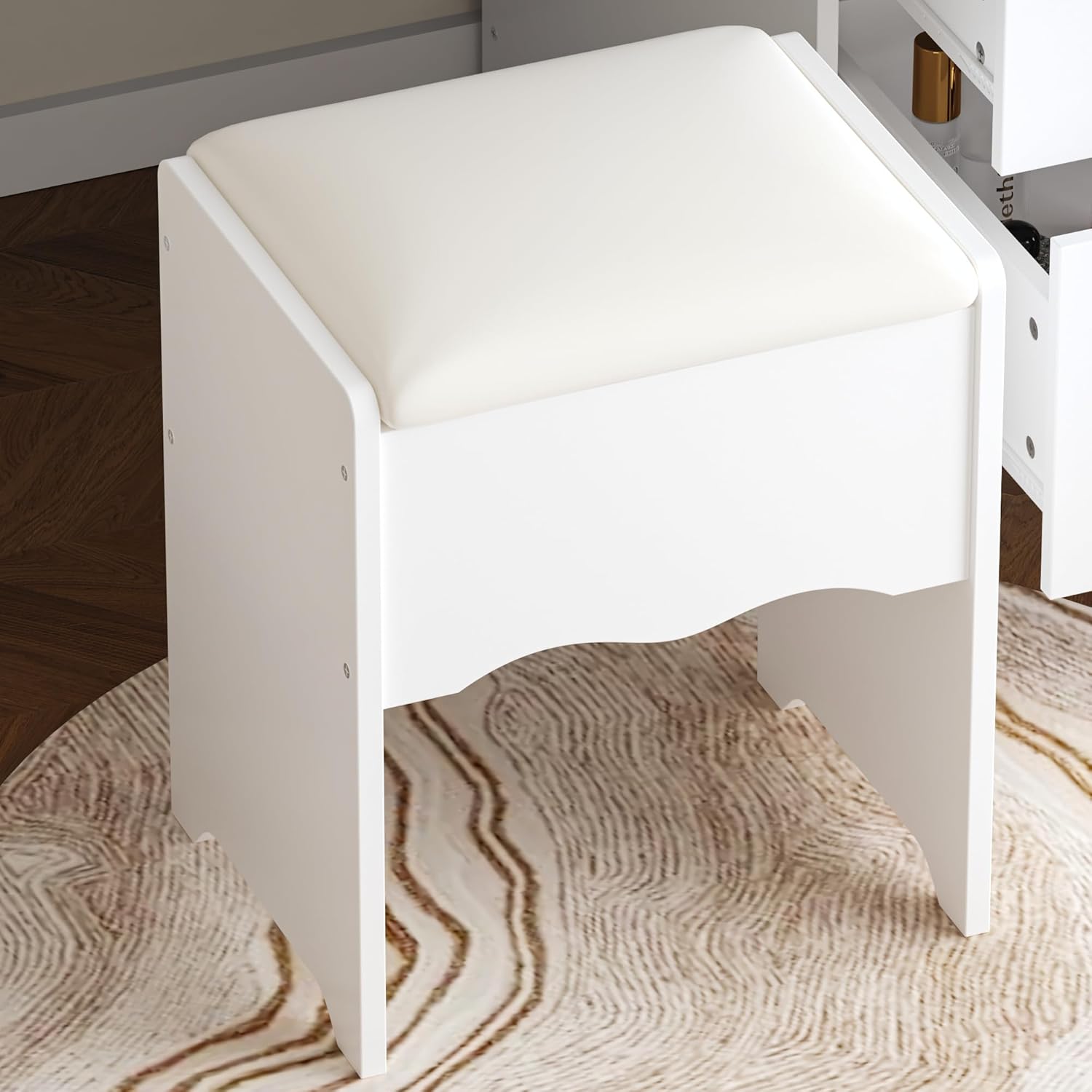 AIEGLE Large Vanity Desk Set with Lighted Sliding Mirror, Makeup Vanity Adjustable in 3 Colors, Dressing Table with Drawers & Cushioned Stool, White - Sliding Lighted Mirror