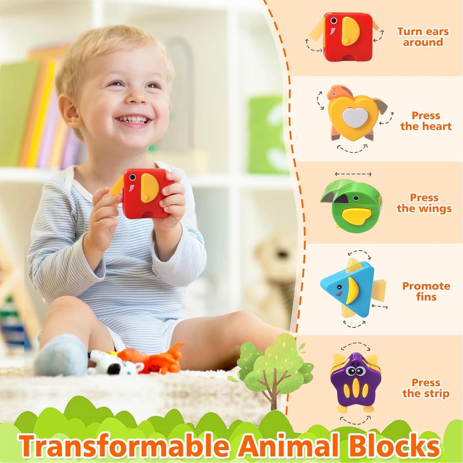KALOISYHE Jouet Enfant 1Ans Fille Garçon Jouets Bebe 1 2an Bebe 12 18 Mois | clasificador de Formas Musical Sonidos de Animal con Luces y 5 Bloques Montessori Juguetes Juegos 1 2 Años Regalo Bebe