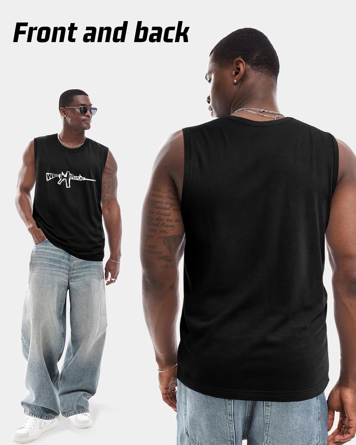 Flafens Tank Tops Men - Sleeveless Shirts for Men Graphic Cotton Mens Tank Tops Summer Fashion Casual Loose Fit Tanktop - Image 5