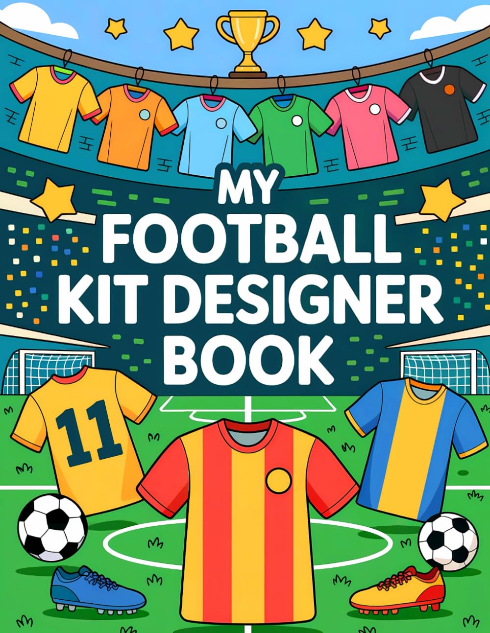 My Football Kit Designer Book: Design Your Own Football Kits, Jerseys, Boots & More – 50 Fun Colouring Pages with Football Facts for Kids