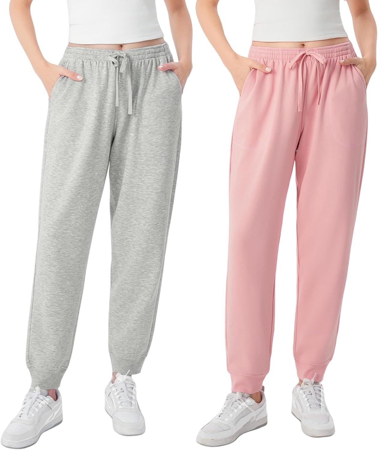 DAVID ARCHY Women's Lounge Pants Cozy Soft Warm Pajama Bottoms Fleece Baggy Joggers with Pockets 2 Pack