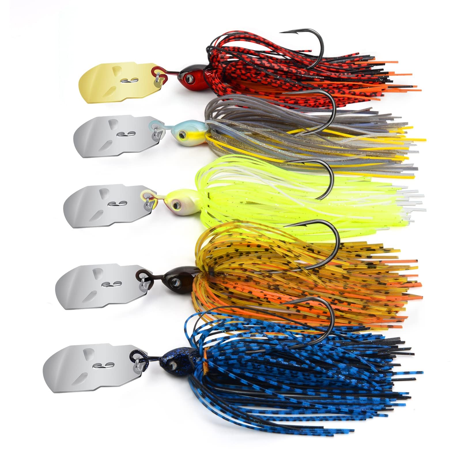 MadBite by KastKing Bladed Jig Fishing Lures, Multi-Color Kits, Irresistible Vibrating Action, Sticky-Sharp Heavy-Wire Needle Point Hooks, Popular 3/8 oz and 1/2 oz Sizes, Includes Storage Box