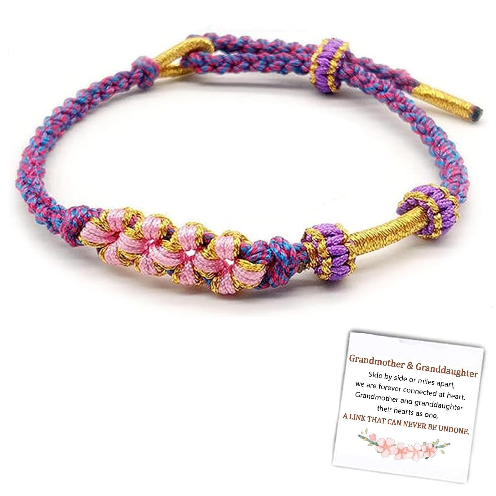 To My Granddaughter-Infinity Forever Love Heart Bracelet, Natural Emperor Stone Double Layer Purple Beaded Woven Wrap Bracelets Adjustable Mind Peace Gift Jewelry