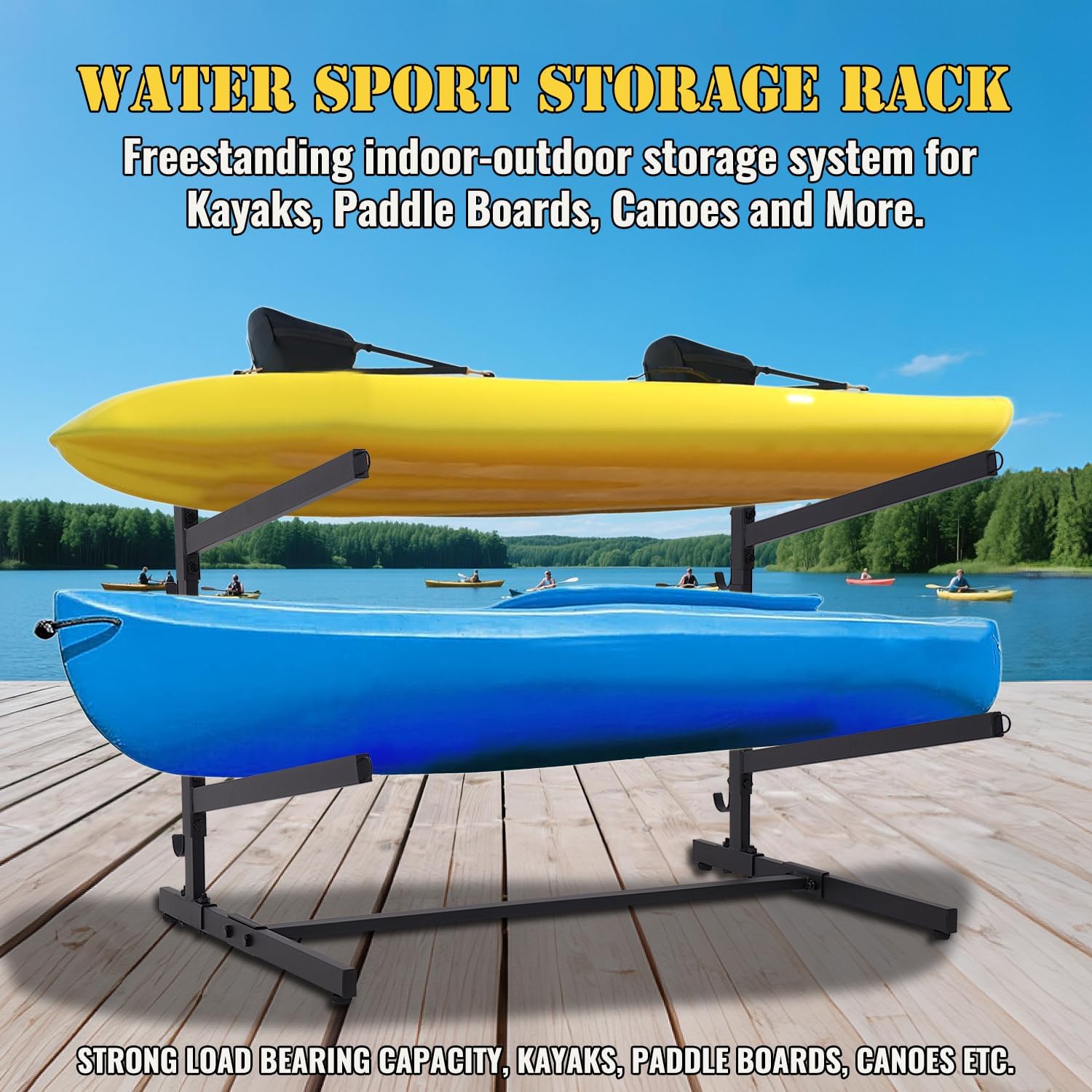 Kayak Storage Rack, Heavy Duty Kayak Racks for Garage and Outdoor Storage, Storage Rack for Kayak, Canoe, Surfboard & Paddleboard.