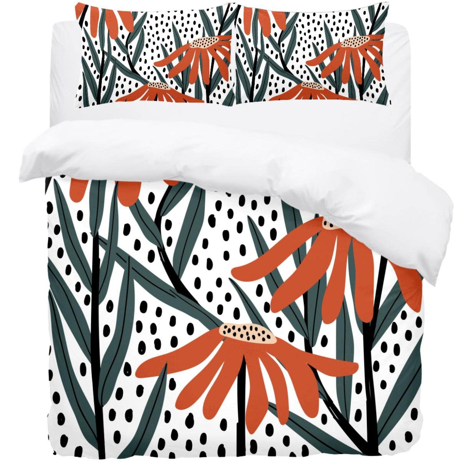 Housse de couette et 2 taies d'oreiller au style rétro chic et tissu super doux