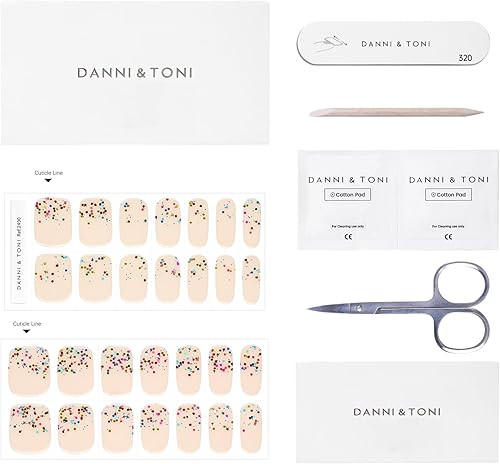 Miniatura 5 de DANNI & TONI Tiras de uñas de gel semicuradas multicolores brillantes (seductores), calcomanías de gel nude para uñas, envolturas de uñas