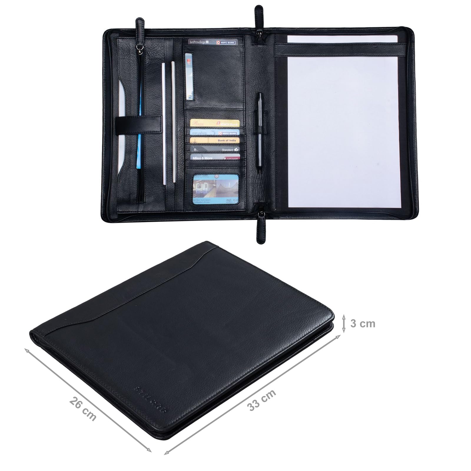 Scott Cartella Portadocumenti in Pelle Vintage A4 12,2 pollici Portablocchi Agenda Business con zip nero