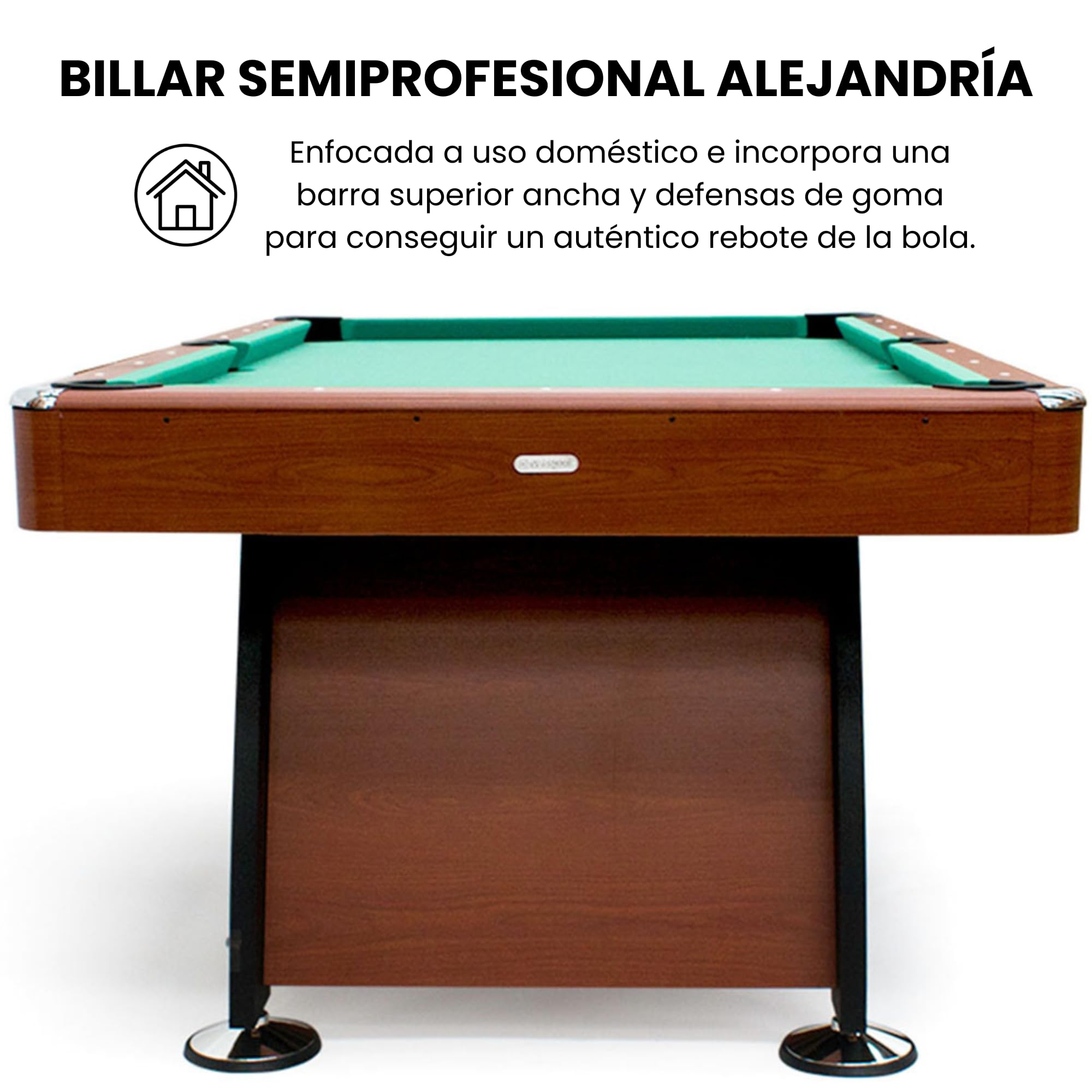 PL Ociotrends Mesa de Billar Semi Profesional Alejandría | Color Verde Clásico con Niveladores en Todas Las Patas | Incluye Juego Completo de Accesorios