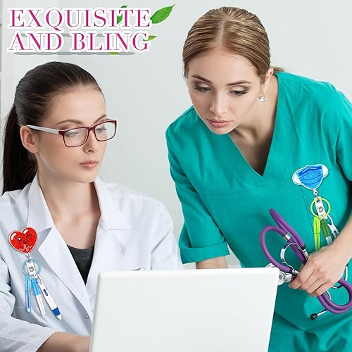 Miniatura 4 de 90 piezas de carretes de insignia de enfermera, juego de bolígrafos de enfermera CNA Week incluye soportes retráctiles para tarjetas de enfermera,