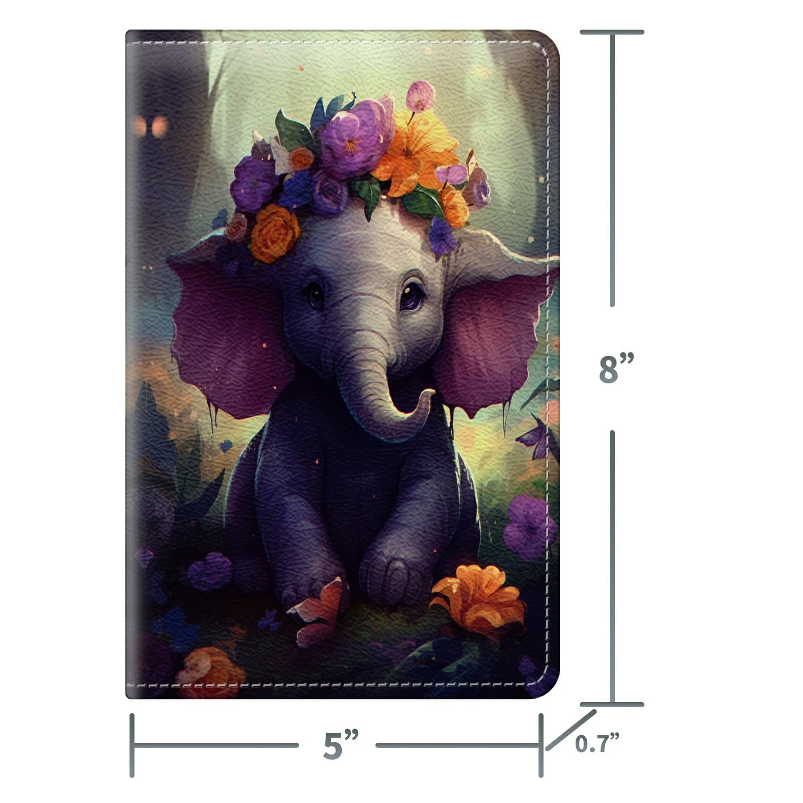 Little Elephant Flowers Cute Server Books for Waitress, Leather Waiter Book Server Wallet with Zipper Money Pocket, 5*8 Waitress Ticket Book Holder Restaurant Waitstaff Organizer with Pen Holder Fit