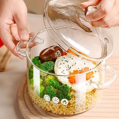Miniatura 6 de Ollas de cocina de vidrio, 64 oz64.2 fl oz con tapas cacerola con tapa, olla a fuego lento, hecha a mano, vidrio de borosilicato resistente al