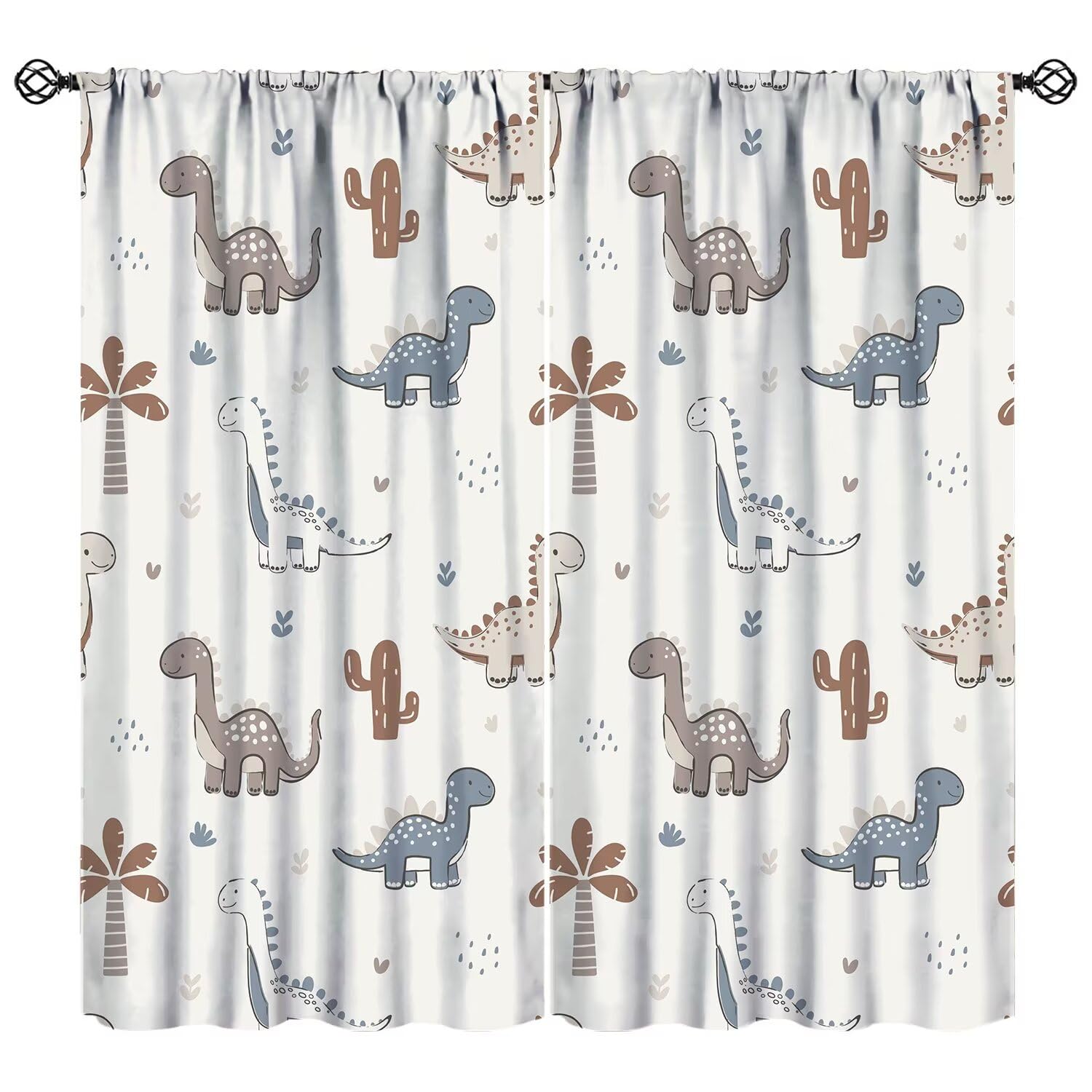 JESTRONRY Cute Dinosaur Curtains, Cute Dino Boys Window Treatments for Boys Girls Children Nursery Living Room Bedroom Decor 72" W X 63" L (Blackout)