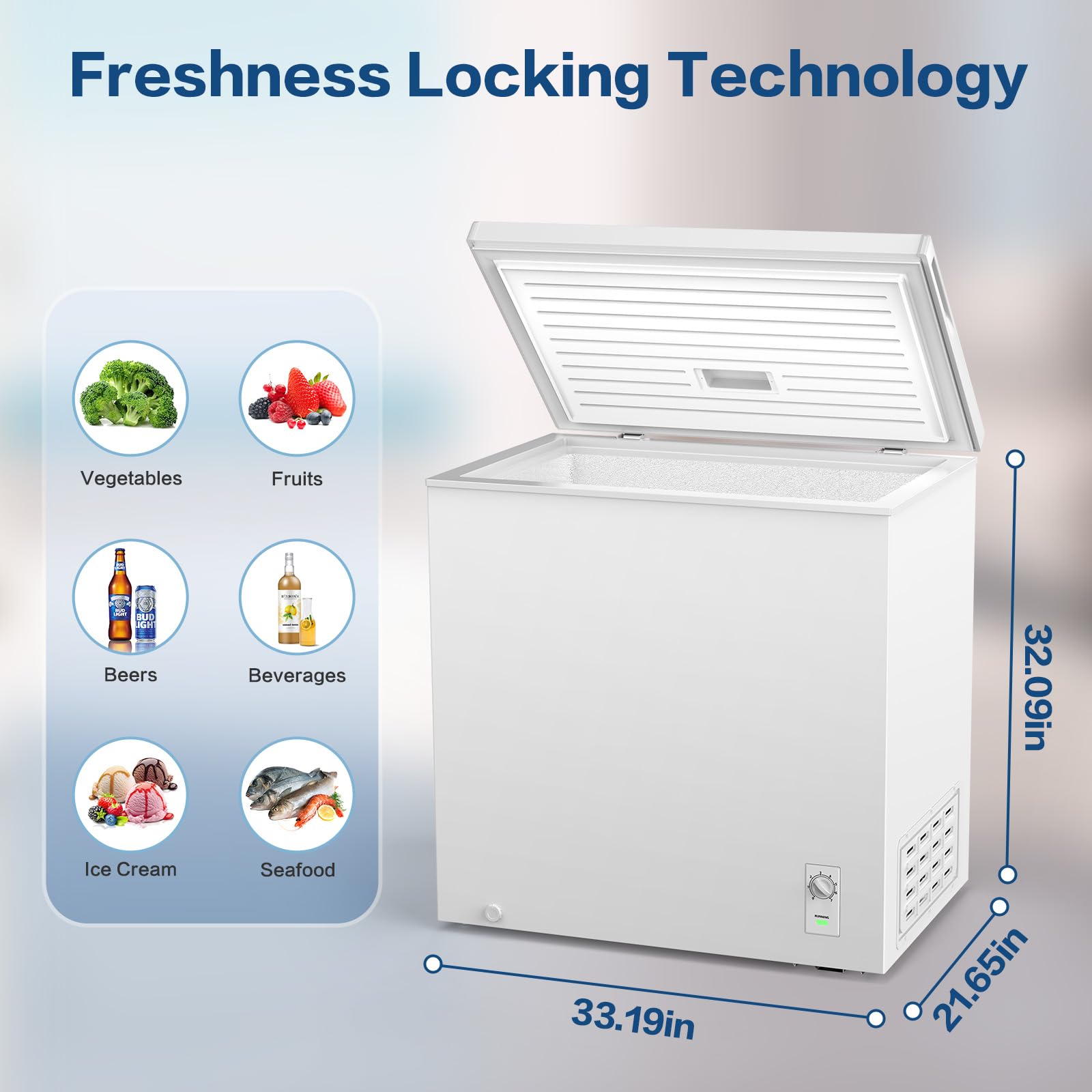Cowsar 7.0 Cubic Feet Chest Freezer With 3 Removable Basket, Large Deep Freezers Free Standing Top Open With, Adjustable 7 Temperature Quiet Mini Congelador For Home Kitchen Office Commercial Bar on Fridge.com - View 3