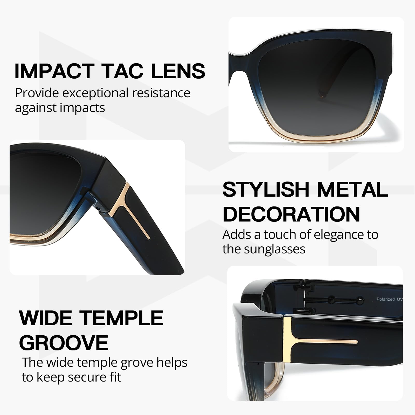 Myiaur 2 Pack Überzieh Sonnenbrille Damen Polarisierte UV400 Schutz Oversized Rahmen Sonnenbrille für Brillenträger für Autofahren & Freizeit