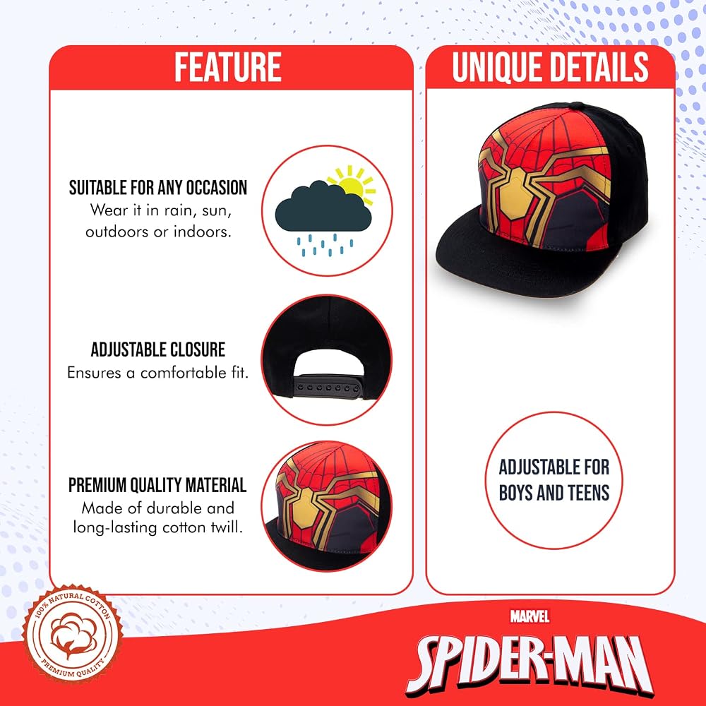 Cappellino Baseball Ufficiale Marvel Spiderman Per Bambini - Blu Taglia Unica - Foto 3