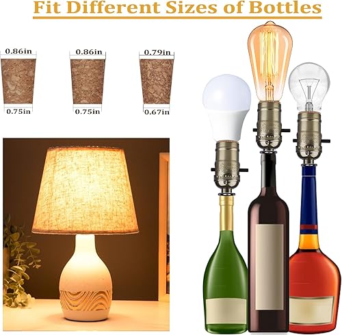 Miniatura 3 de Kit de lámpara de botella con broca de vidrio de 0.354 in, kit de lámpara para botellas de licor con enchufe deslizante y cable de alimentación de 8