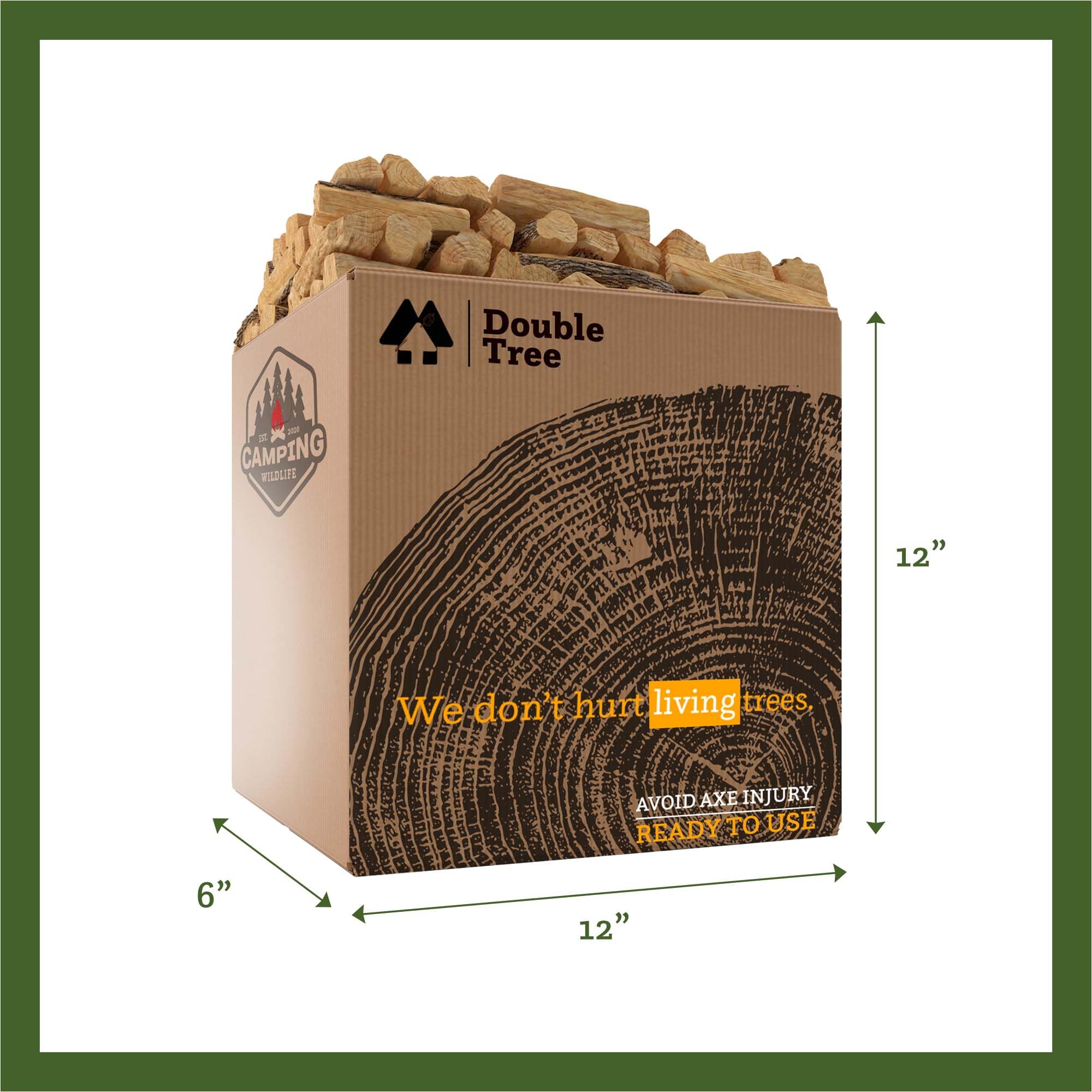 Double Tree Fire Starter Sticks - 100% Natural Cedar Wood Kindling, Quick & Easy Burning for Campfire, Camping Cooking Stove, Fire Pit, Fireplace & Grilling, lndoor & Outdoor - (Medium 1/2 Cubic ft)