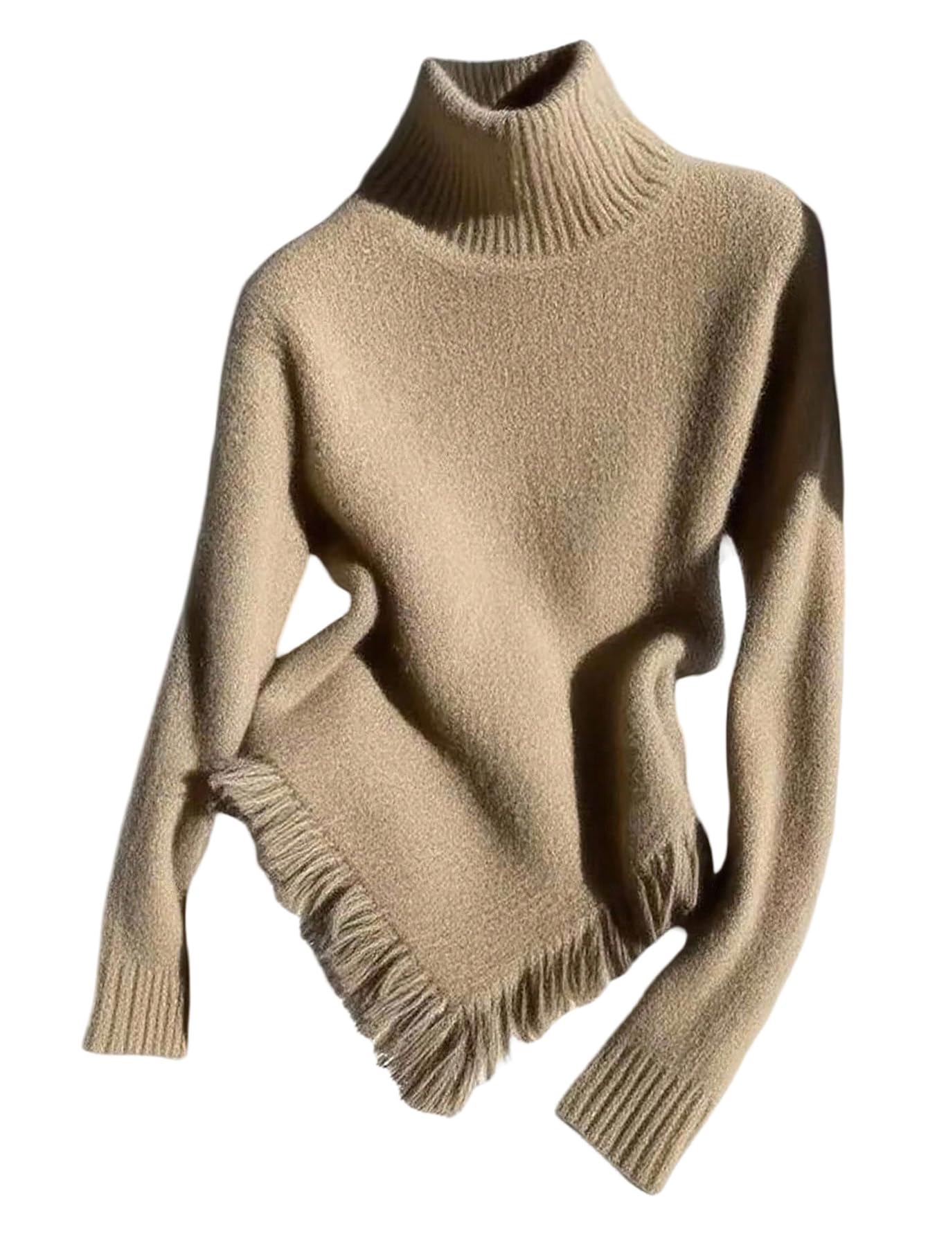Verdusa Womens Old Money Fringe Cozy Sweaters Asymmetrical Elegant Knit Pullover Tops Fall Outfits