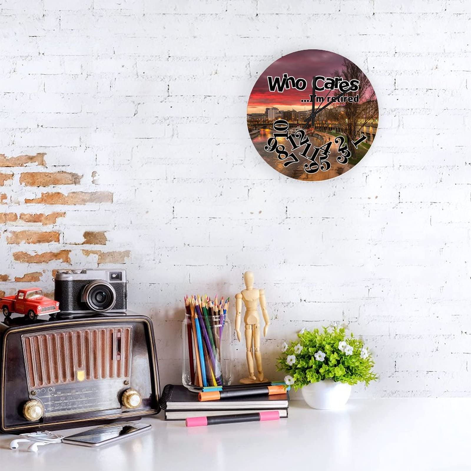 OTKU 12 Inch Decoratieve Wandklok Brandweerman Op Het Werk