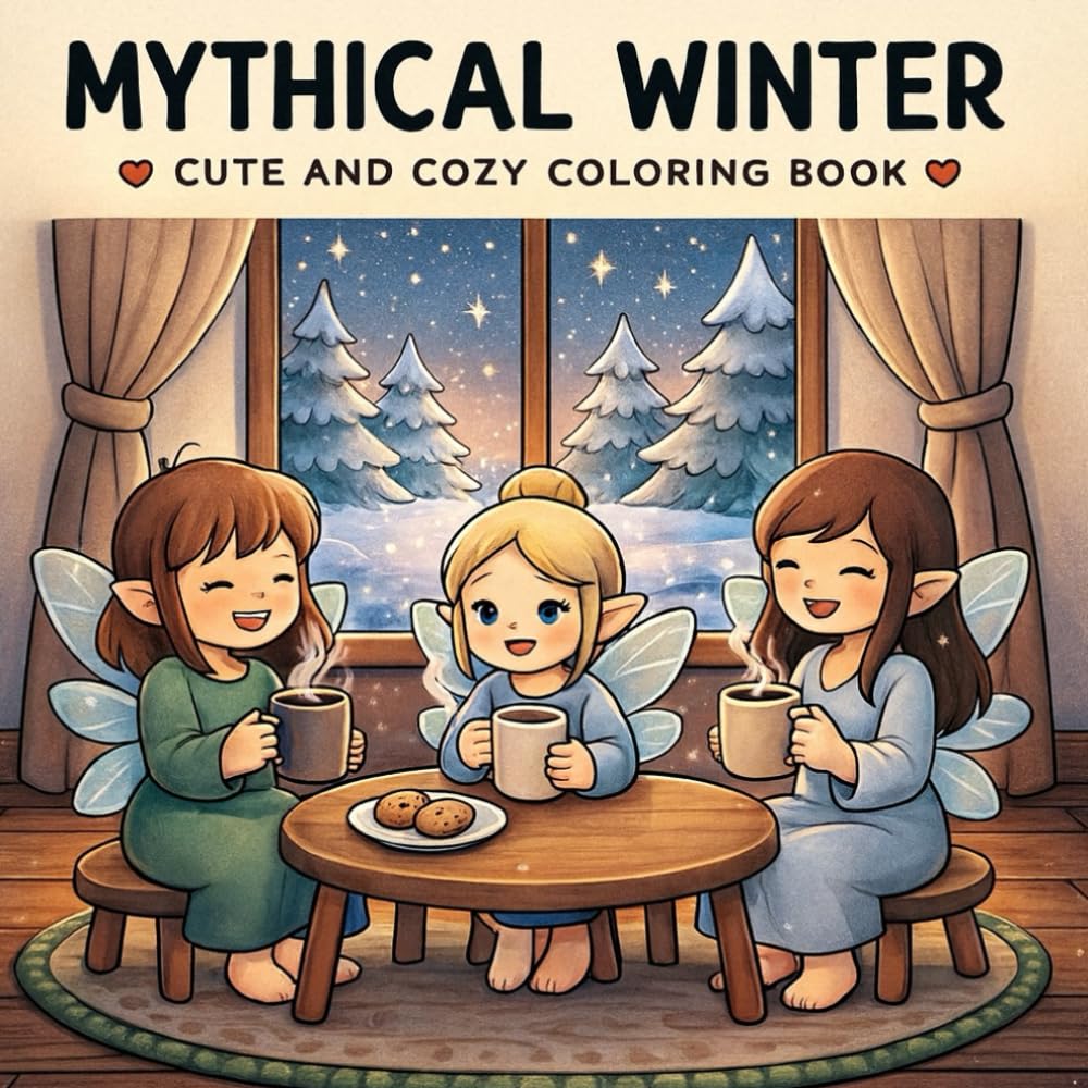 Mythical Winter Cute And Cozy Coloring Book: A Whimsical Collection of Cute Mythical Creatures in a Cozy Winter Wonderland
