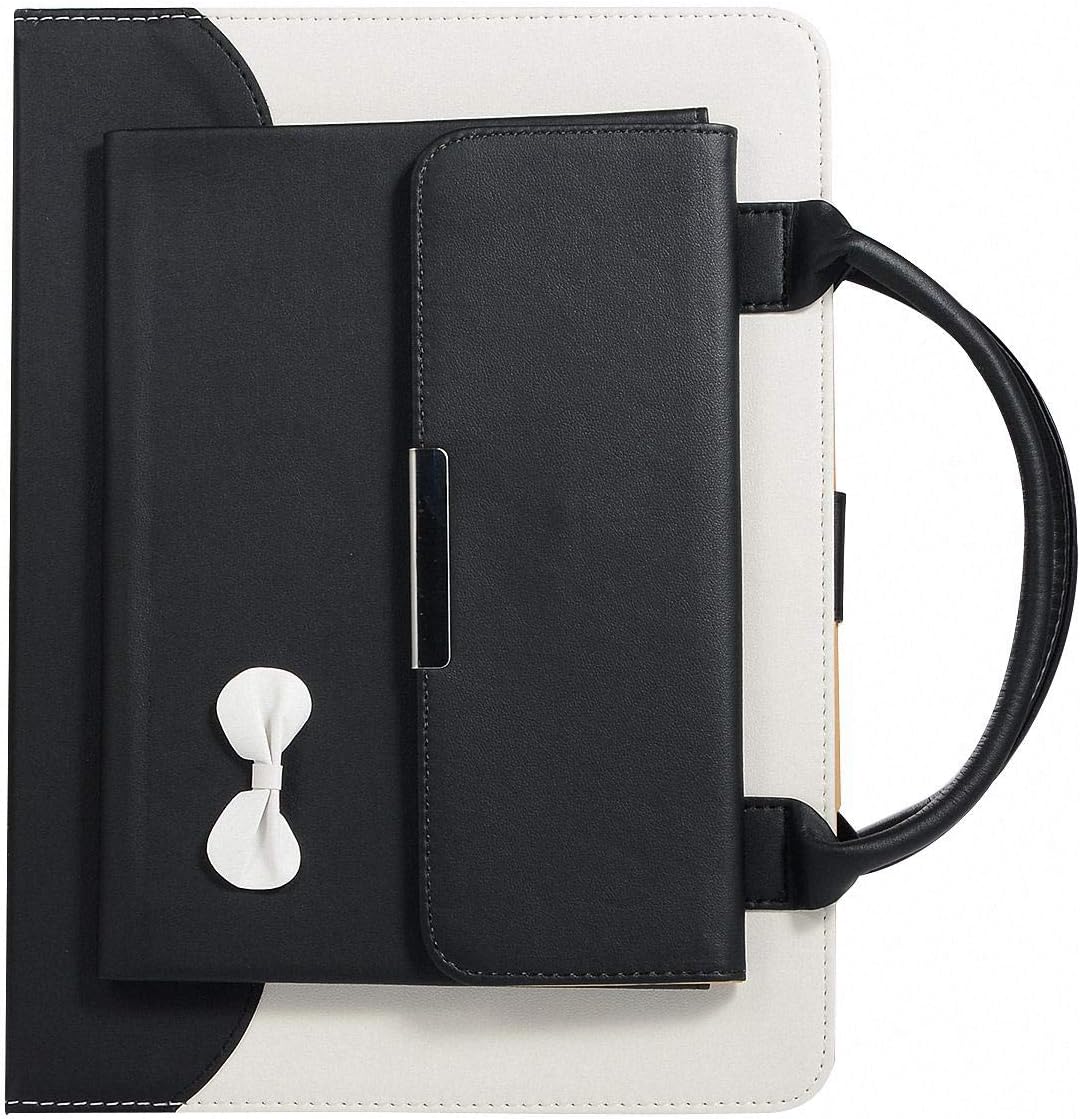 Handbag Case for iPad A16 11" 11th/10th Generation (2025/2022), Techcircle Cute Bowknot Pocket [Magnetic Closure] Wallet Folio Stand Double Handle PU Leather Carrying Case, Auto Sleep/Wake, Black