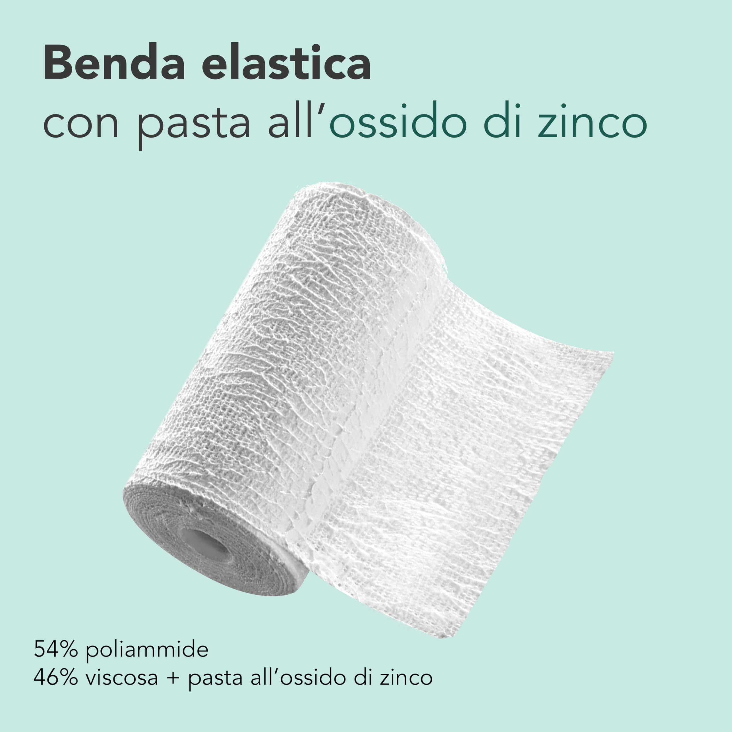 10 Bende Elastiche all'Ossido di Zinco 5 mt x 10 cm, Bendaggi Funzionali, Antinfiammatoria, Pronta all'uso - Made in Italy